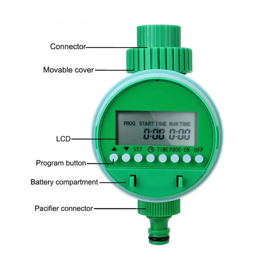 Temporizador de irrigação automático, operação simples, aplicável ao jardim, temporizador digital à prova d'água para cuidados com plantas e irrigação de jardins
