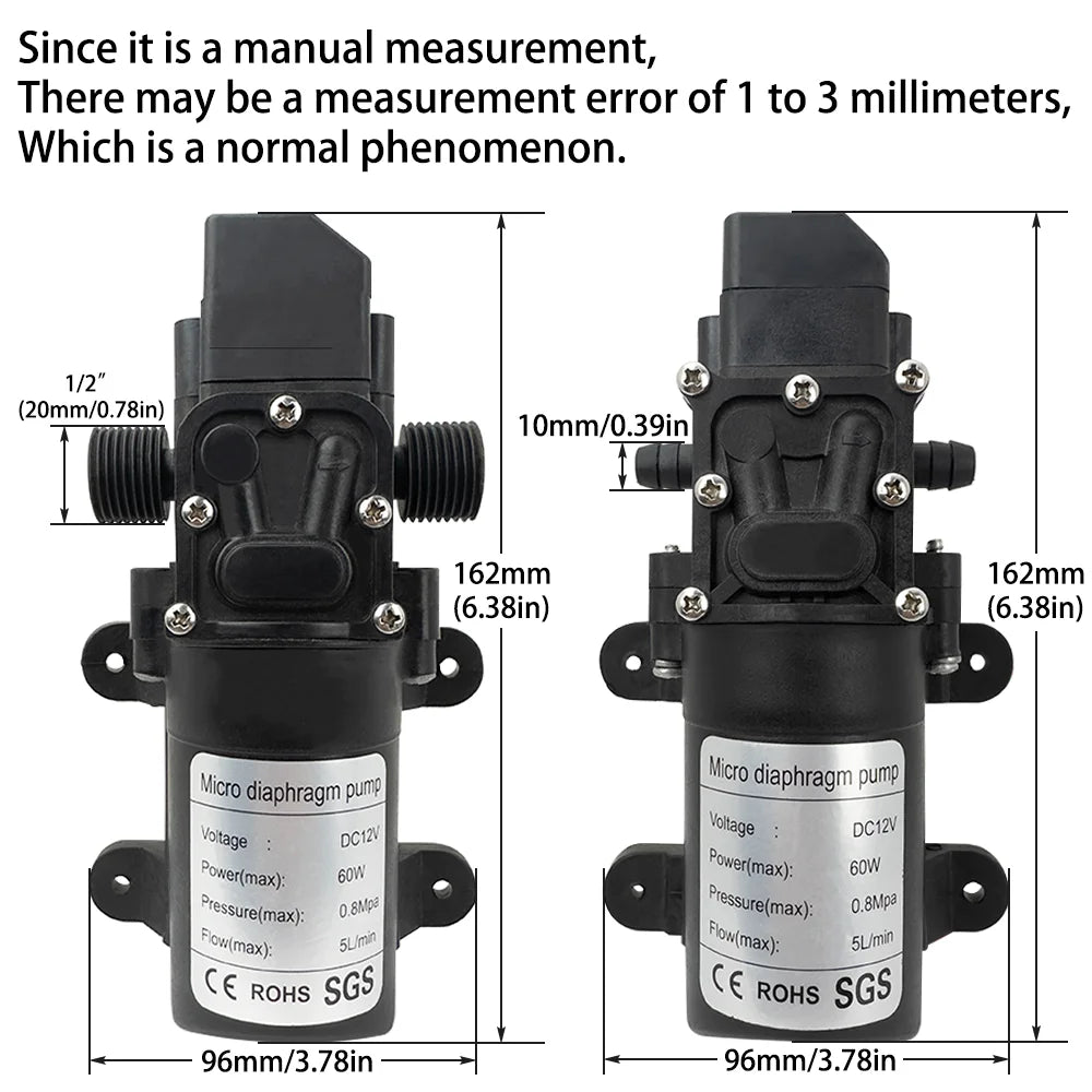 Bomba de água alta pressão, dc12v 120psi